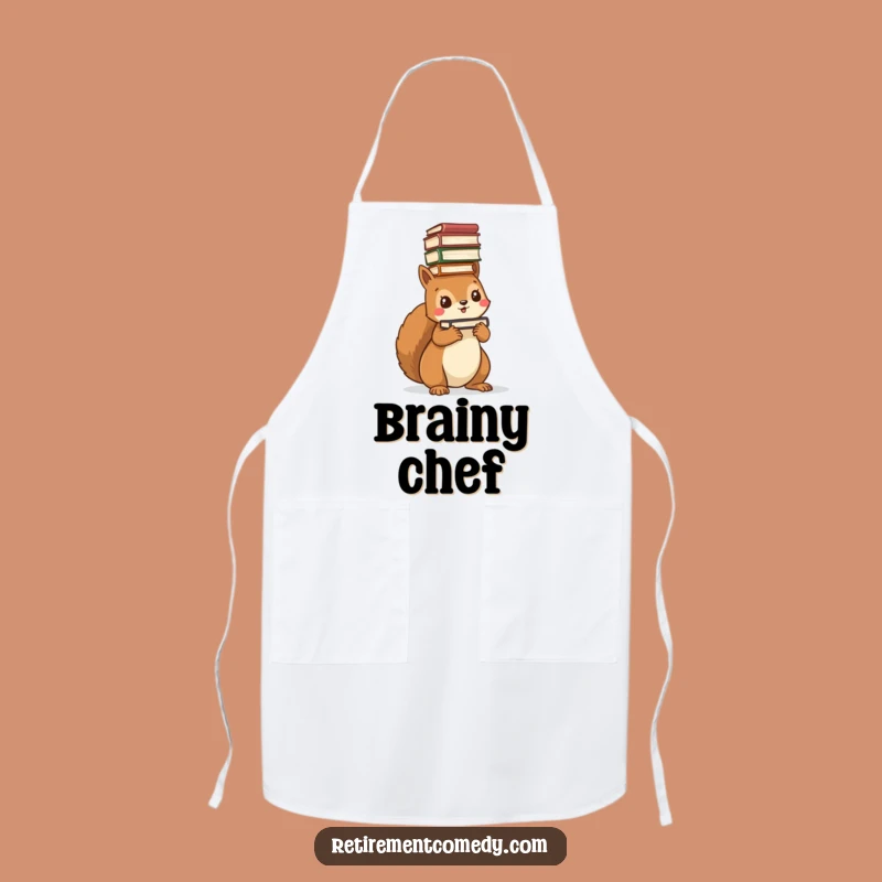 Funny Kawaii Squirrel Book Balance Apron - Whimsical Kitchen Humor for Readers