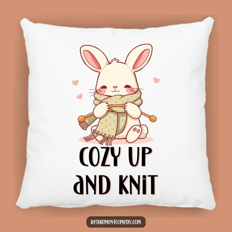 Funny Kawaii Rabbit Knitting Pillow - Cozy Accent for Craft Lovers