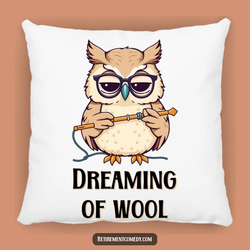 Funny Wise Owl Pillow - Cozy Knitting Accent, Hilarious Scholar Design