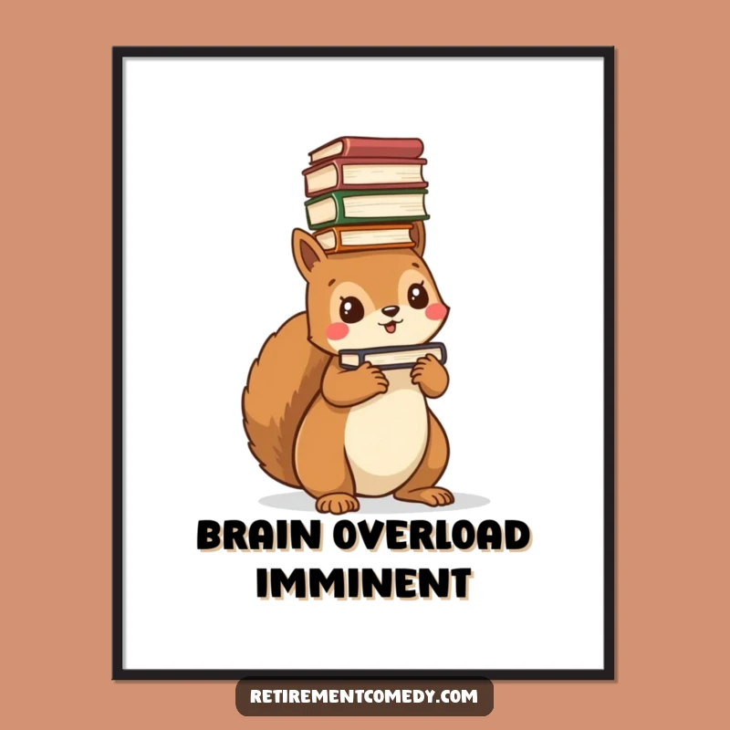 Funny Kawaii Squirrel Book Balance Digital Print - Instant Whimsical Wall Art