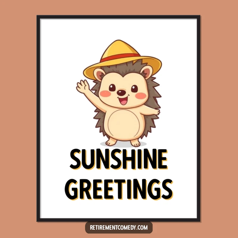 Funny Hedgehog Digital Art: Cheerful Wave for Sunny Walls