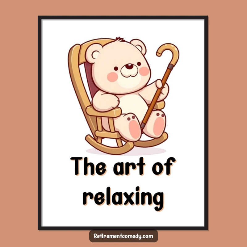 Funny Bear Rocking Chair Art Print: Instant Download of Relaxed, Hilarious Decor