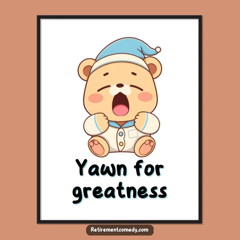 Funny Sleepy Bear Digital Art: Yawning Comfort for Your Walls