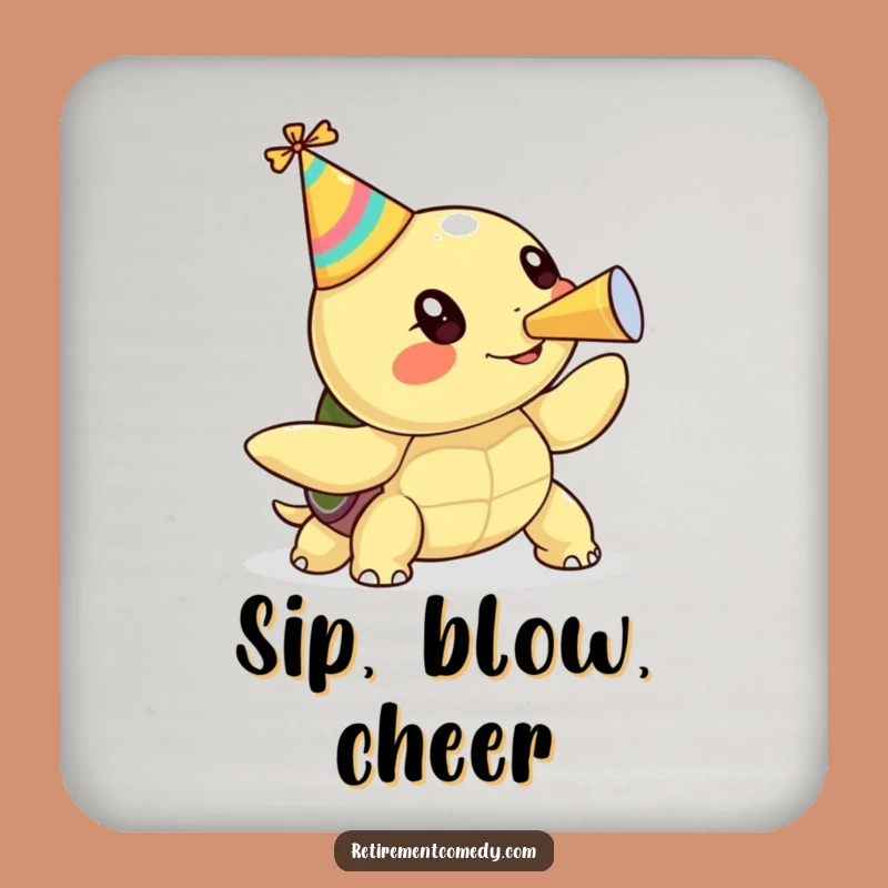 Funny Kawaii Turtle Drink Coaster: Cheerful Party Gift