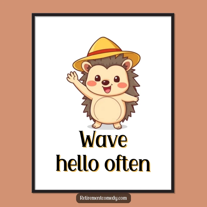 Funny Hedgehog Poster: Cheerful Wave Artwork for Sunny Spaces