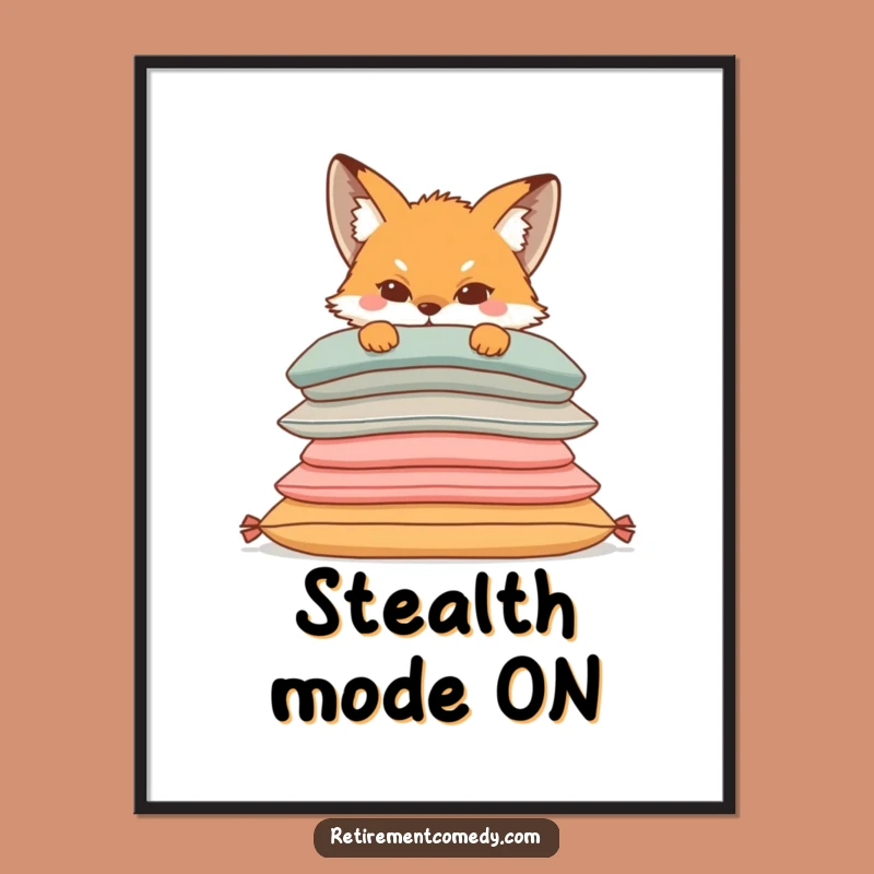 Funny Sly Fox Poster - Hilarious Cozy Fox Peeking Art, Perfect Gift