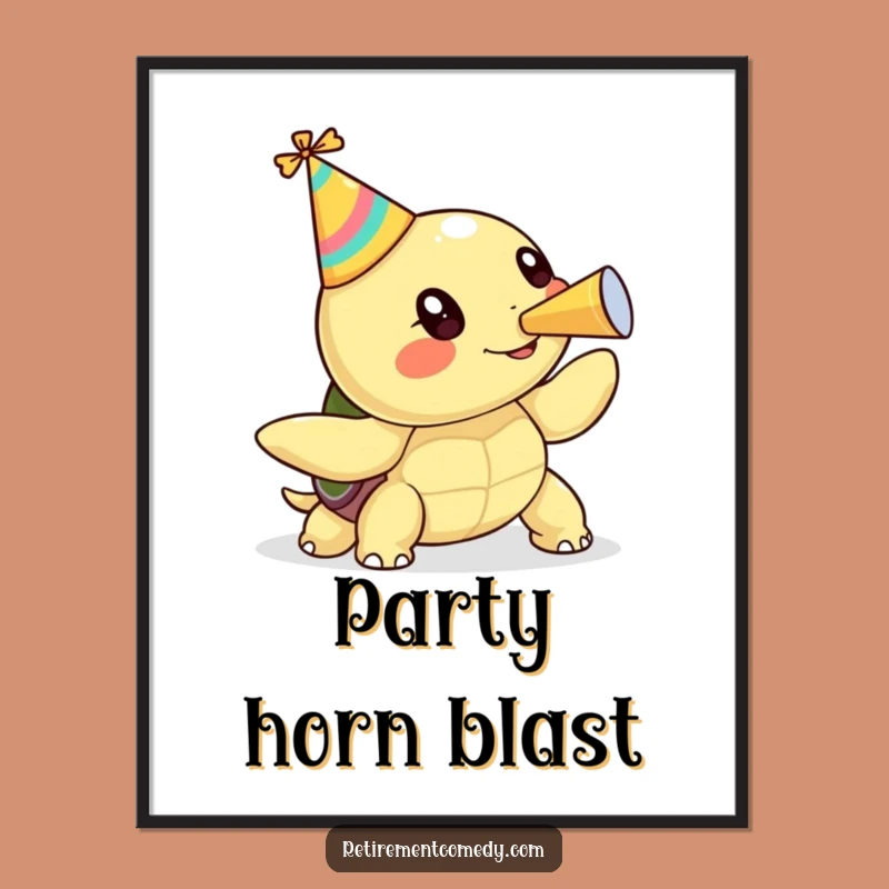 Funny Kawaii Turtle Poster: Cheerful Party Art Gift