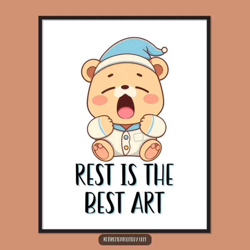 Free Printable Wall Art: Sleepy Bear Yawning, Funny Bear Decor, Downloadable & Print at Home