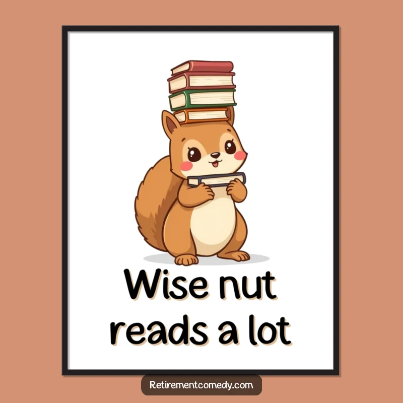 Funny Free Printable Wall Art: Kawaii Squirrel Book Balance - Downloadable Decor!