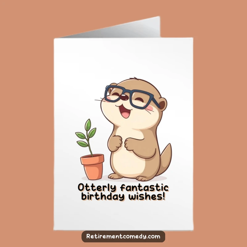 Free Printable Birthday Card: Otter High-Five Plant Funny Downloadable