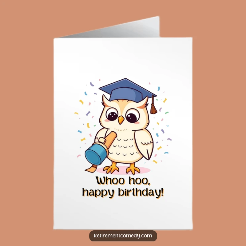 Free Printable Birthday Card: Owl Confetti Cannon Funny Downloadable