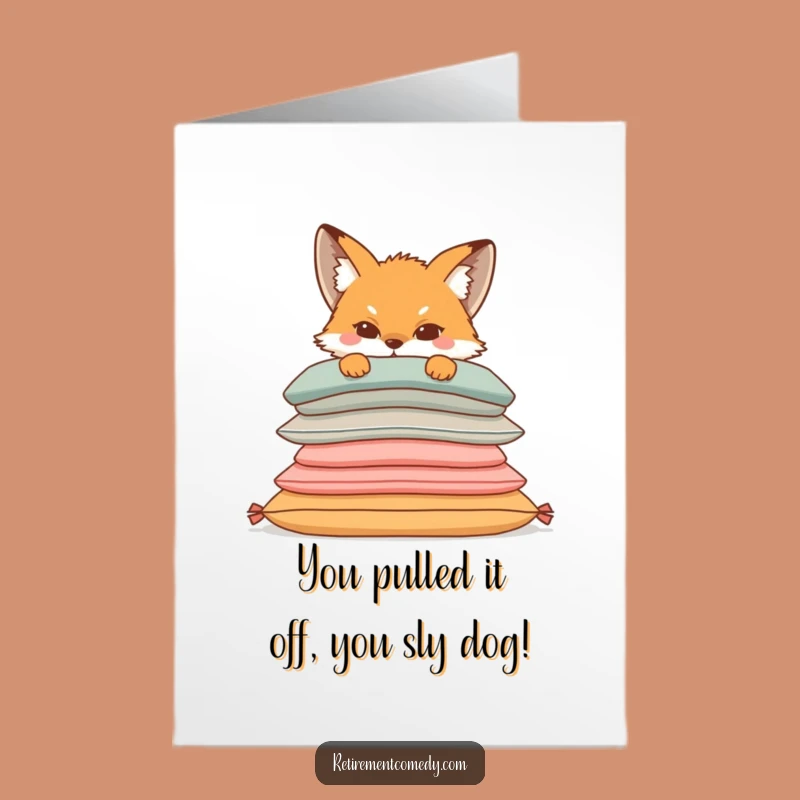 Free Printable Congrats Card: Sly Fox Behind Cushions Funny Downloadable
