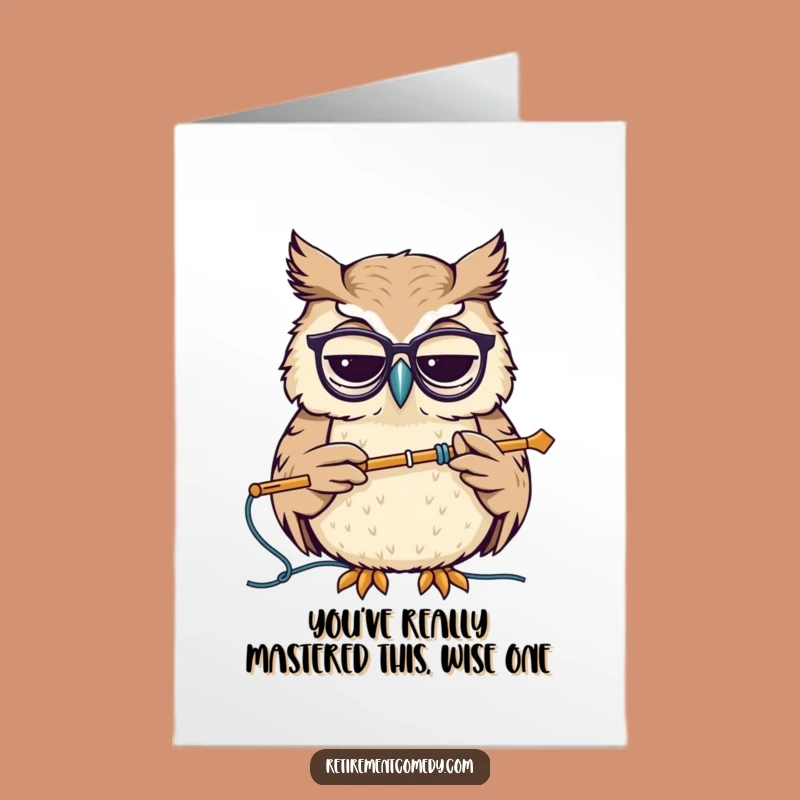 Free Printable Congrats Card: Wise Owl Knitting Success Funny Downloadable