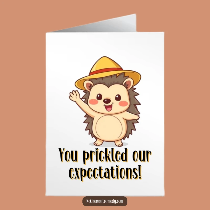 Free Printable Congrats Card: Cheerful Hedgehog Waving, Funny Congratulations Gift, Downloadable & Print at Home