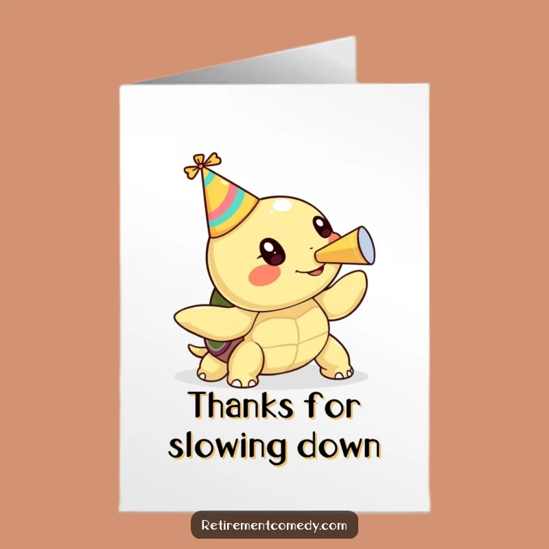 Free Printable Thank You Card: Turtle Party Horn Thanks Downloadable