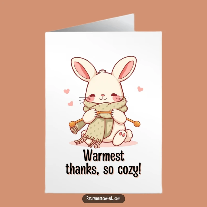 Warm Free Printable Thank You Card: Knitting Rabbit - Cozy Gratitude!