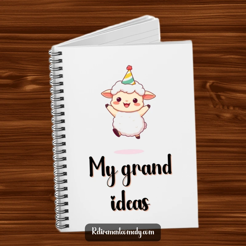 Funny Sheep Party Notebook: A journal showcasing a sheep in a party hat joyfully leaping, perfect for jotting notes with a funny charm.